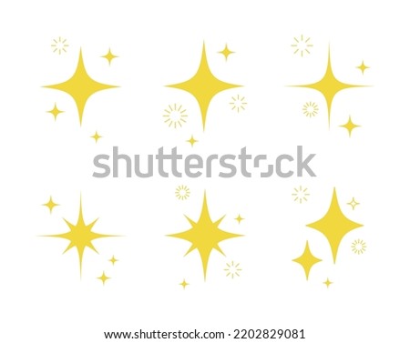 A set of light, star and flame icon illustrations with twinkle twinkle light effect.