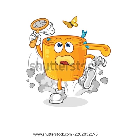 the water dipper catch butterfly illustration. character vector