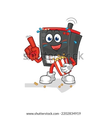 radio fan with popcorn illustration. character vector