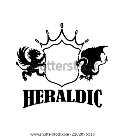 A vector illustration of Heraldic Shield Lion and Dragon Vector Sign