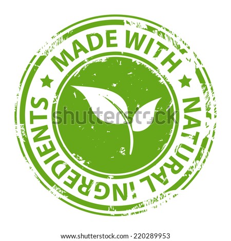 Made with Natural ingredients 100 percent organic product rubber stamp icon isolated on white background. Vector illustration Royalty-Free Stock Photo #220289953