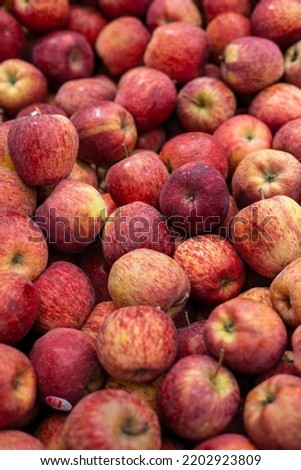 heap of apple for sale in market