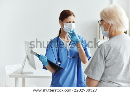 elderly woman and doctor Hospital visit health care