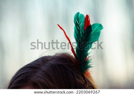 hand made indian headdress feathers Royalty-Free Stock Photo #2203069267