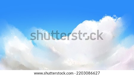Big white cloud in the sky. Simple cartoon background illustration art digital design 