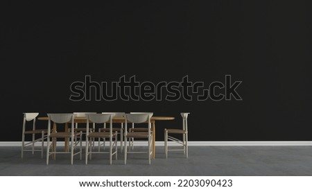 Dining room interior with black mockup wall