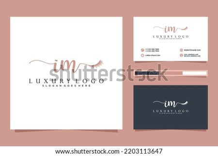Feminine IM Initials logo collection  with business card template.