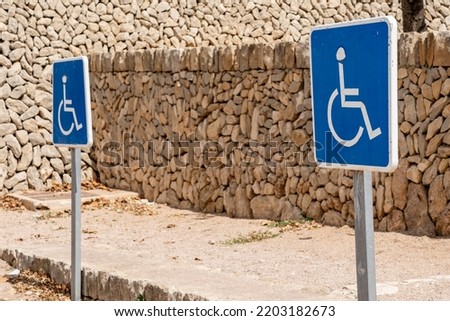 traffic sign parking for disabled people, Majorca, Balearic Islands, Spain
