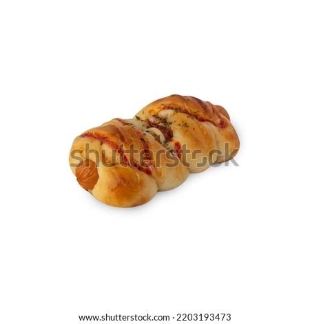 Sausage Bread isolated on white background with clipping path.