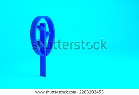 Blue Spinach icon isolated on blue background. Minimalism concept. 3d illustration 3D render.