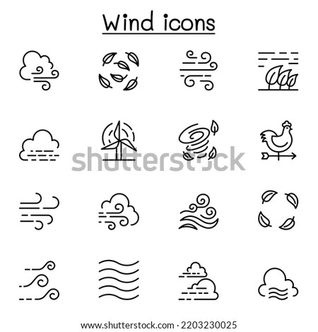 Wind icon set in thin line style Royalty-Free Stock Photo #2203230025