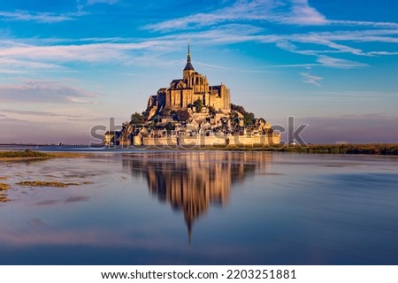 Mont Saint Michel, a magical island topped by a gravity-defying abbey Royalty-Free Stock Photo #2203251881