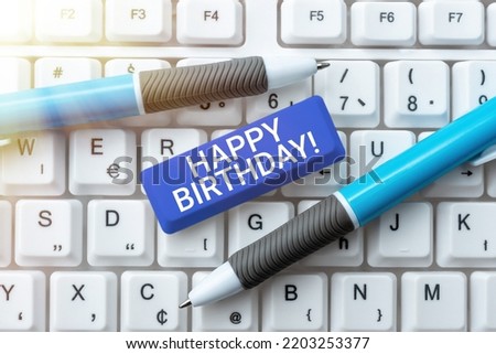 Conceptual caption Happy BirthdayThe birth anniversary of a person is celebrated with presents. Conceptual photo The birth anniversary of a person is celebrated with presents