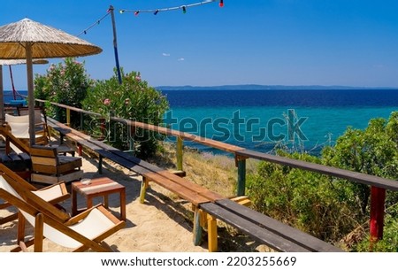 Greek cafe with sea coast