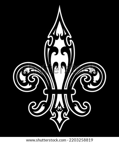 Fleur de lis symbol, silhouette - heraldic symbol. Medieval sign.