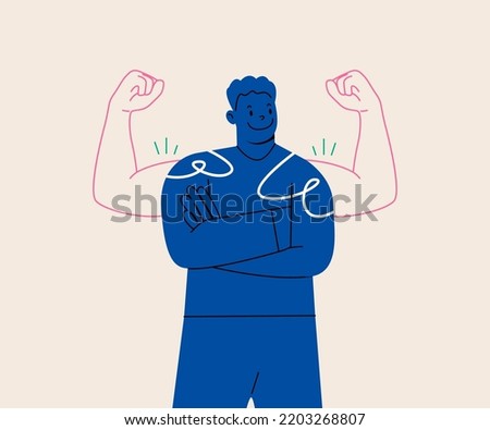 Man power, man self confidence, high esteem concept. Colorful vector illustration
 Royalty-Free Stock Photo #2203268807