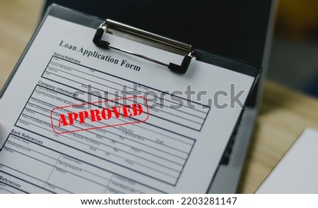 bank approved,  approved stamp, personal loan, home loan approved, loan application Royalty-Free Stock Photo #2203281147