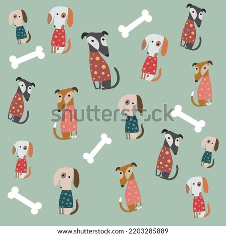 Dogs and bones. A funny poster for a birthday, a holiday.Holiday card,print,pattern