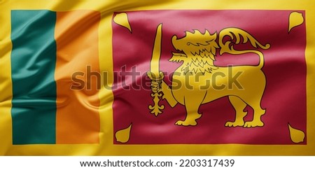  Waving national flag of Sri Lanka