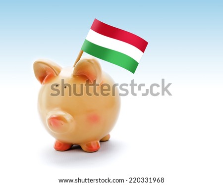 Piggy bank with national flag of Hungary