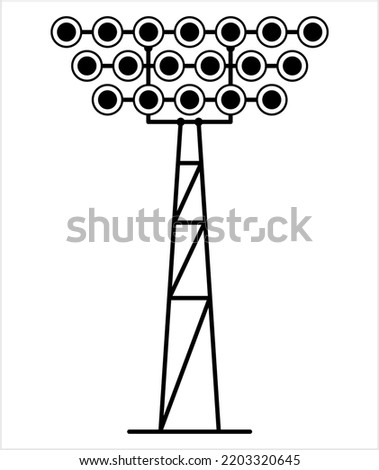 Floodlight Tower Icon, Stadium Bright Light Tower Vector Art Illustration