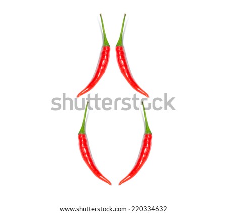 red chile pepper as geometric shapes isolated on white 