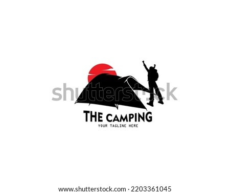 Camping logo silhouette design vector
