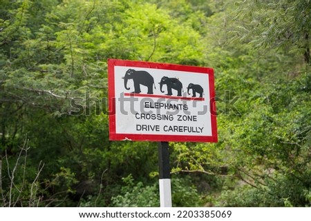 Elephant crossing Zone Sign Board