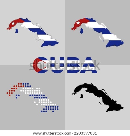 Vector map of Cuba. Borders and flag of the country of Cuba. Vector