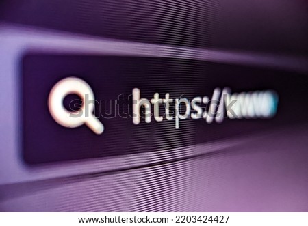 Pixelated closeup view of an internet browser address bar with https and search icon