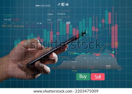 Trading planning Stock market and strategy, Business progress or success concept.Businessman  trader using smart phone executing financial stock trade market trading order.Business investment Concept
 Royalty-Free Stock Photo #2203475009