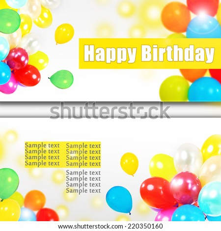 Birthday postcard. Colorful balloons