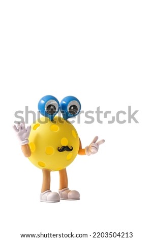 Pickleball Character in Yellow on white Background