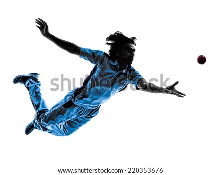 pitcher Cricket player in silhouette shadow on white background