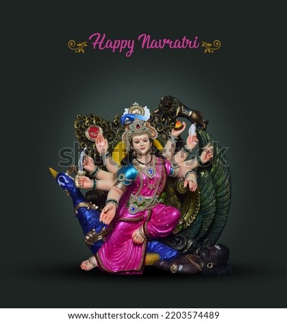 Beautiful statue of Goddess Durga in navratri festival, Happy Navratri Royalty-Free Stock Photo #2203574489