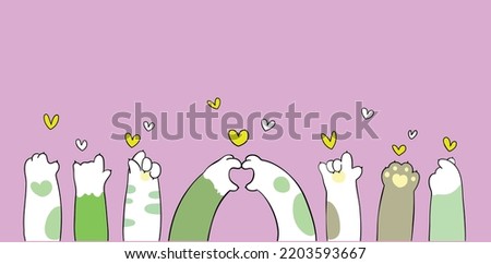 you can use Cat paws with little heart to design banners, posters, backgrounds, print POD...etc.