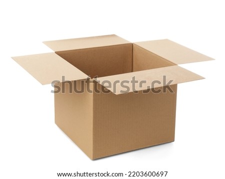 One open cardboard box on white background Royalty-Free Stock Photo #2203600697