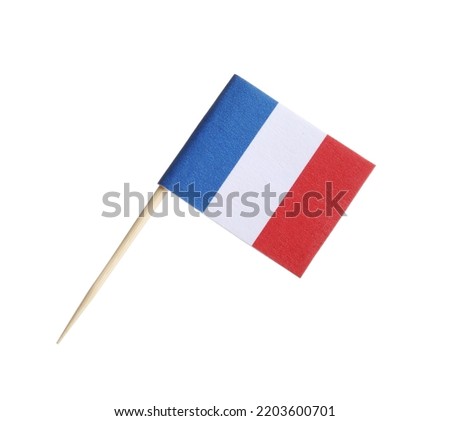 Small paper flag of France isolated on white Royalty-Free Stock Photo #2203600701