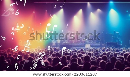 Music concert venue. live house. Wide angle visual for banners or  advertisements. Royalty-Free Stock Photo #2203611287