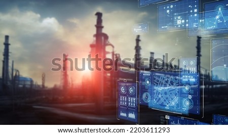 Factory plumbing and technology concept. Wide angle visual for banners or  advertisements.