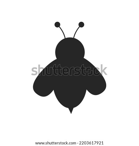 Honey Bee Icon. Black Bee On White Background. Vector Silhouette. EPS