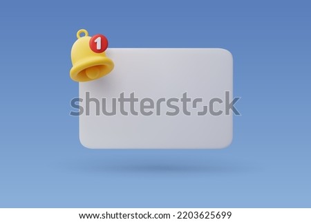 3d Vector Notification Yellow Bell, Social Media Reminder concept. Eps 10 Vector. Royalty-Free Stock Photo #2203625699