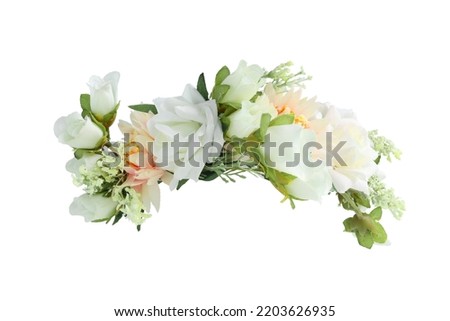 White Flower Crown Front View isolated on white background with clipping paths