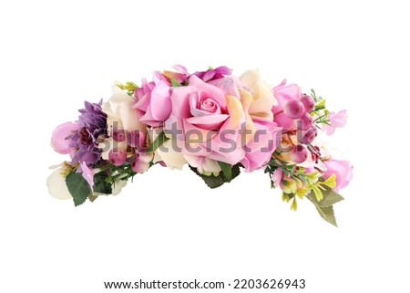 Purple Flower Crown Front View isolated on white background with clipping paths Royalty-Free Stock Photo #2203626943