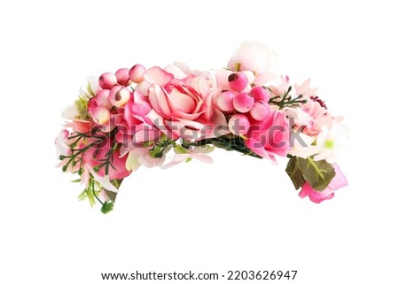 Pink Flower Crown Front View isolated on white background with clipping paths Royalty-Free Stock Photo #2203626947