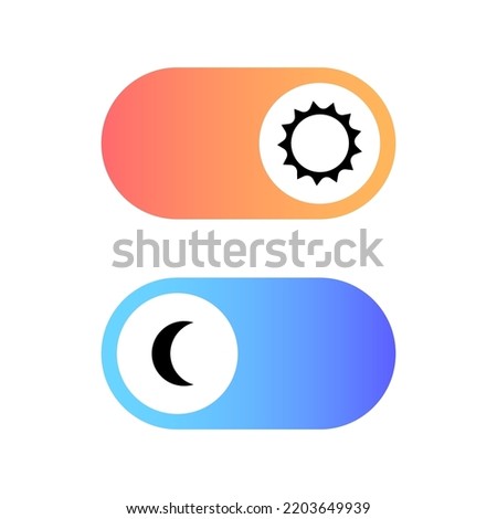 Switch element button for light or dark theme. Digital toggle symbol. Day night mode icon for application. Indicator for smartphone. Frontend control realistic vector illustration on white background.