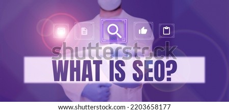 Conceptual display What Is Seo. Business idea Search Engine Keywording Marketing Online searching Strategies