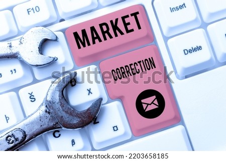 Text caption presenting Market CorrectionWhen prices fall 10 percent from the 52 week high. Word for When prices fall 10 percent from the 52 week high