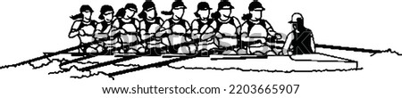 Rowing Boating Race Clipart - Vector Illustration