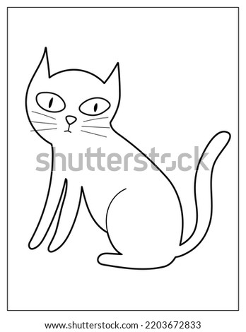 Coloring page with a cute cat. Feeling character print for coloring book in US Letter format. Vector illustration